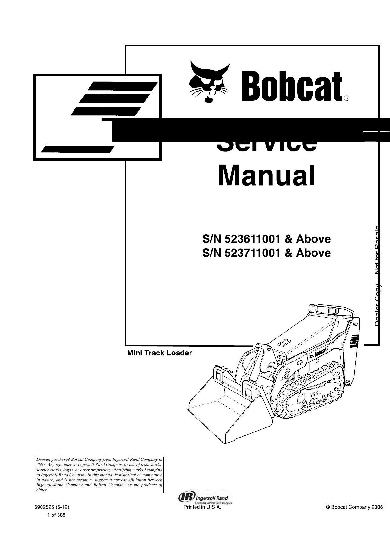 MT52 Loader Service Manual Bobcat